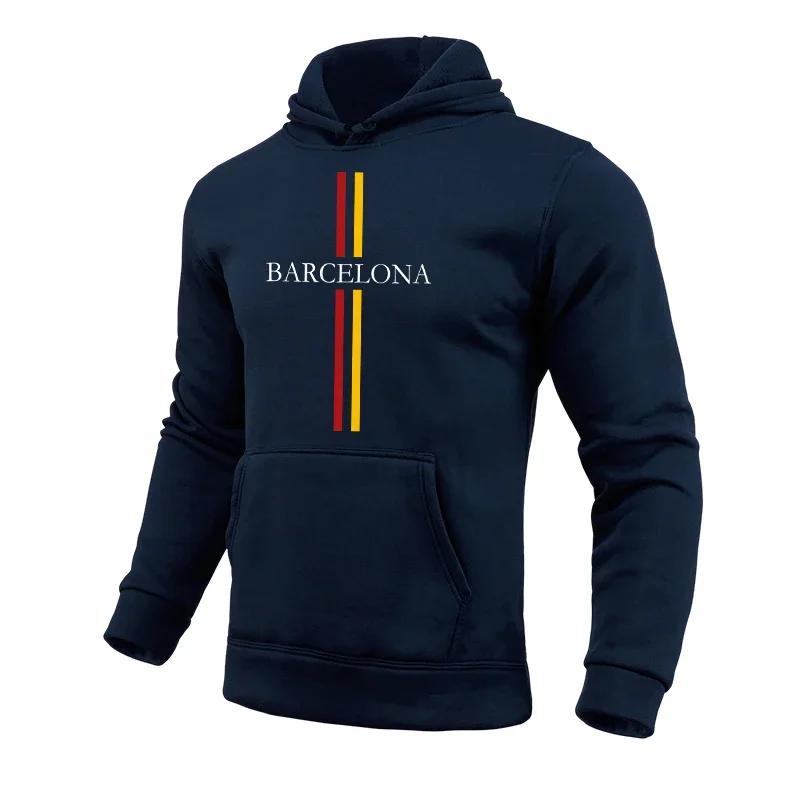 Barcelona Módne pánske mikiny s kapucňou Celoročné Denné Bežné Športové Mikiny s kapucňou 2025 Mestský Trend Pulóver Pánske Oblečenie Posilňovňa Vrchný diel