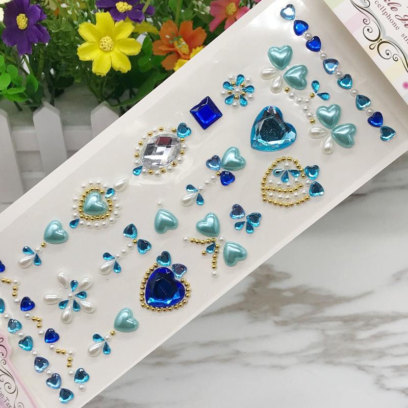 Children's Crystal Acrylic Diamond Stickers Children's DIY Handmade Decoration Pearl Shape Comes with Adhesive Creative Adhesive Painting