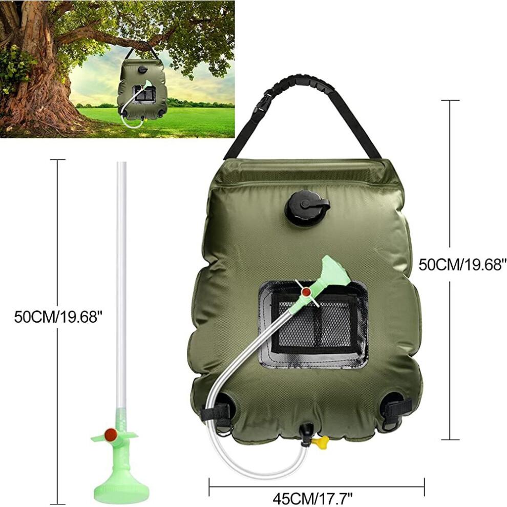 Solar Shower Bag. 20L Portable Solar Heated Hot Water Camping Travel Shower Bag with Switchable Head