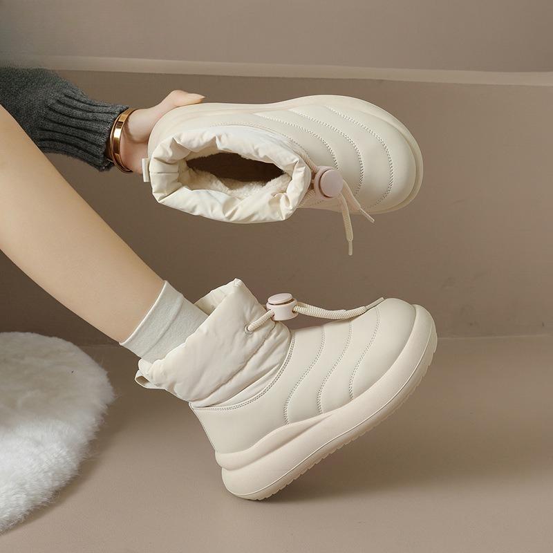 Women's Lightweight Comfortable Thick Sole Winter Warm Snow Boots Padded Lining Non-slip Wear-resistant Casual Sports Cotton Boots Sneakers