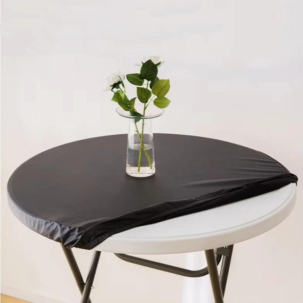 PU Leather Stretch Tablecloth Oil Proof Elastic Table Cover Modern Table Protector Restaurant Use