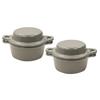 Kamoshika Douguten Mini Cocottes, Heat-Resistant Ceramic, Set of 2 with Lids, Banko Ware, Made In Japan (Gray)