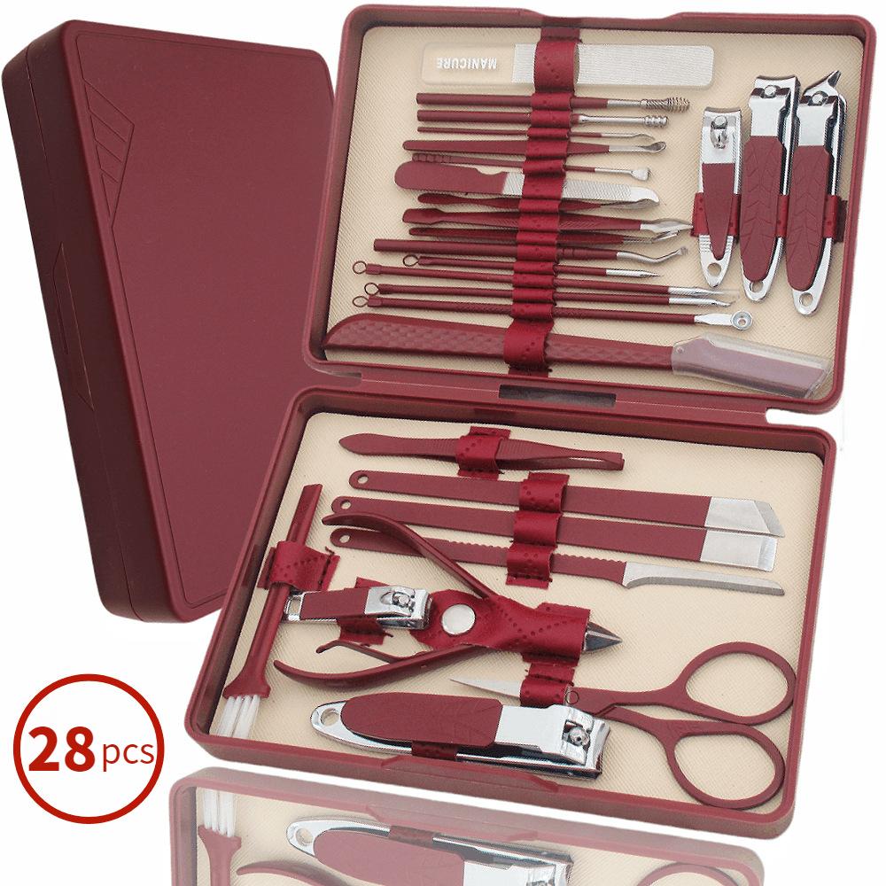 28/42 Pcs Multi-tool Manicure Set Cutters Nail Clipper Set Household Stainless Steel Ear Spoon Pedicure Scissors Tool For Beauty
