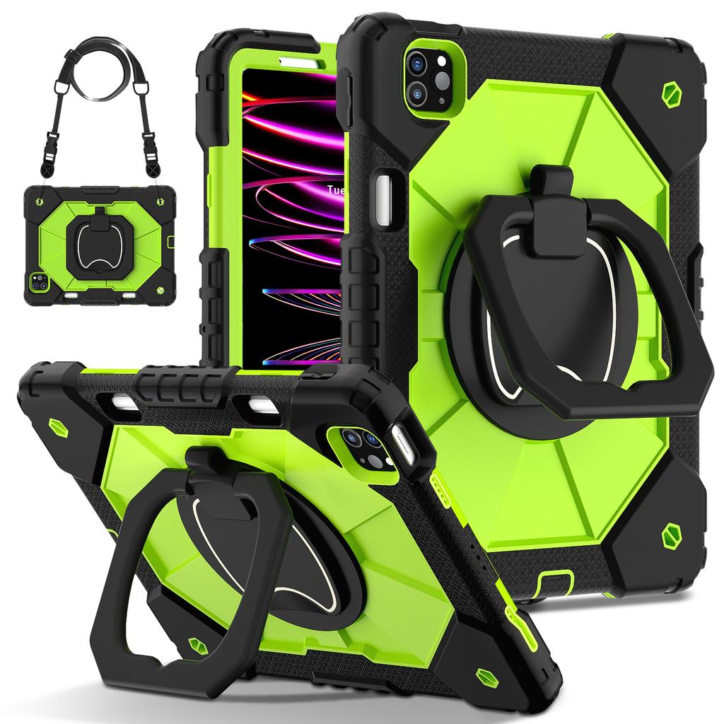 Heavy Duty Case for iPad Pro 11 4th 3th 2th 1th Air 5 4 10.9 Silicone + PC Shockproof Stand Tablet Cover with Shoulder Straps