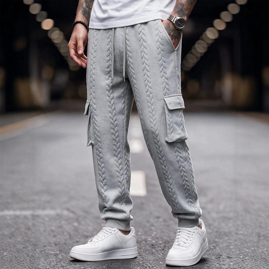Men's Casual Loose Fit Cargo Pants with Tapered Leg and Multicolor for Spring and