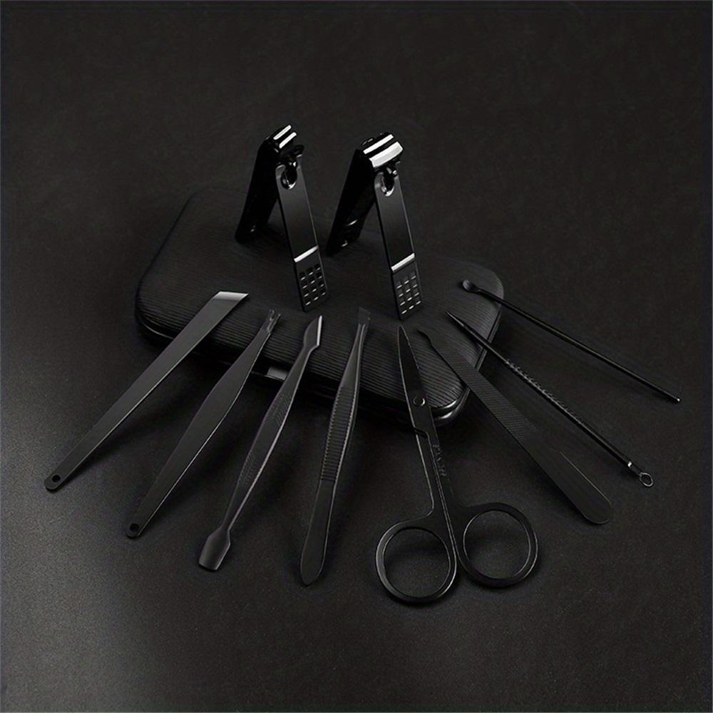 Professional Black Nail Clippers Kit Ultra Sharp Sturdy Fingernail Cutters