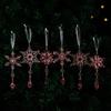 6 Pcs Acrylic Crystal Christmas Ornament Sparkling Clear Snowflake Hanging Ornaments with Drop Pendants for Winter Chandelier Xmas