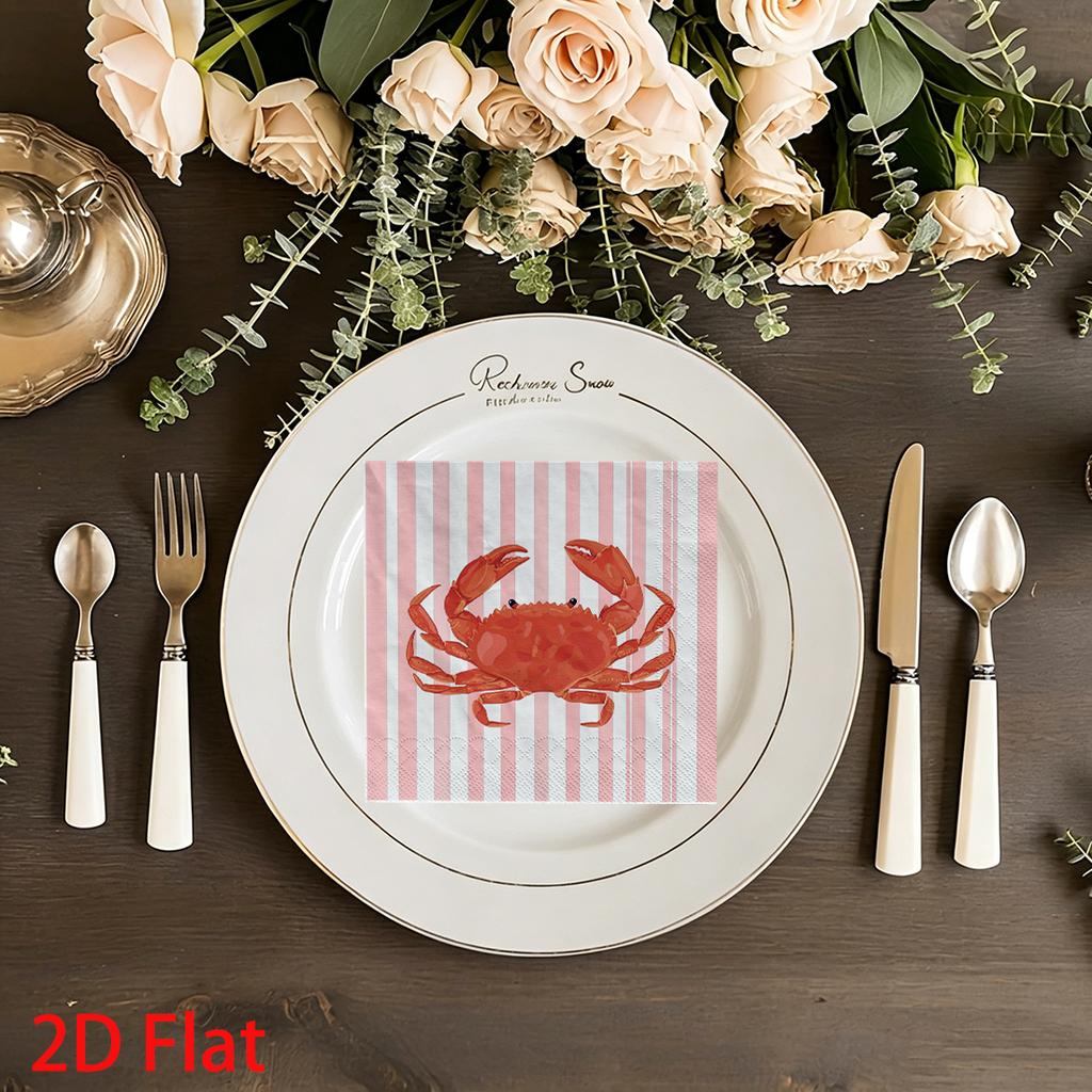 20pcs Disposable Napkins with Crab, Abalone, Seafood Pattern Print for Wedding,Parties,and Daily Use for Thanksgiving Fall Christmas Table Decoration