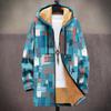 New Jacket: Multi-colored Pattern Elements, Zipper Hooded Cardigan, Thickened Winter Fleece Padded Clothes, Yellow Lining, Trendy Cotton Clothes
