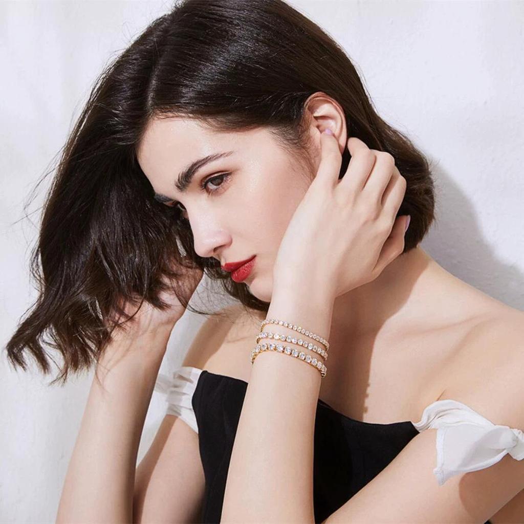 European and American Hip-Hop 4mm Round Stone Bracelet – Single Row Diamond Tennis Chain Jewelry.