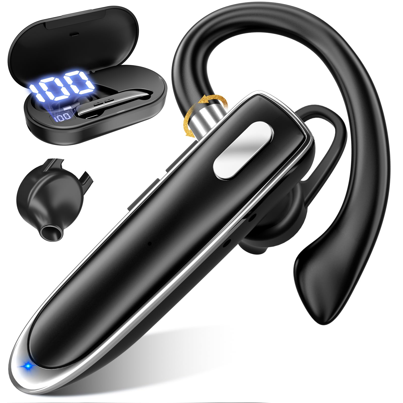 

Industry-leading in-ear Bluetooth headset, single earbuds, hanging style, up to 96 hours of continuous use, LED display, compatible with left and righ