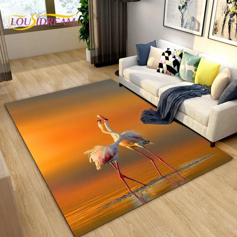 Tapete criativo nórdico 3D Flamingo Bird Area, tapete para sala de estar, quarto, sofá, cozinha, banheiro, capacho, tapete antiderrapante