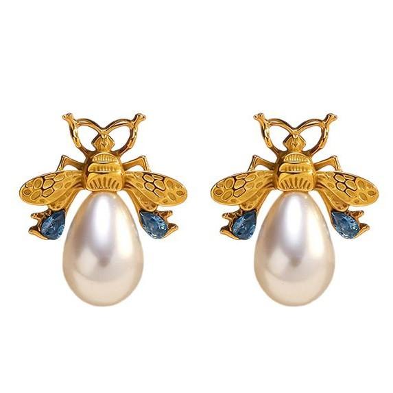 1011 New European and American Fashion INS Gold Bee Earrings: Trendy Personalized Earrings