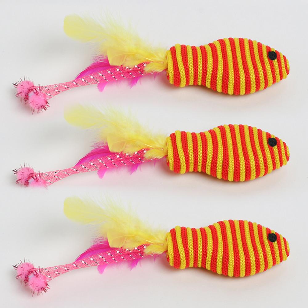 3pcs Fish Cat Toy Rope Ball Kitten Self Toy Playing Chew Bite Pet Toys Interactive
