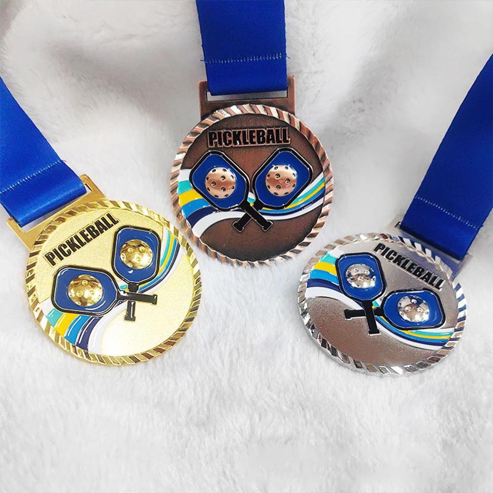 6.8cm Pickleball Medal Gold/Silver/Bronze Medal with Neck Ribbon Sports Medals Pickleball Award Medals for Encouragement