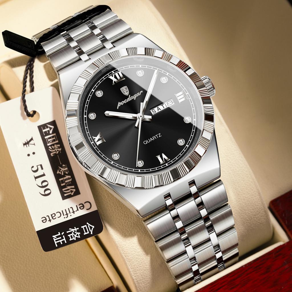 Men'S Watch Double Calendar Slim Quartz Watch