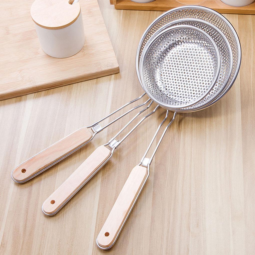 Strainer Spoon Stainless Filter Scoop Hanging Frying Spoon Skimmer for Kitchen