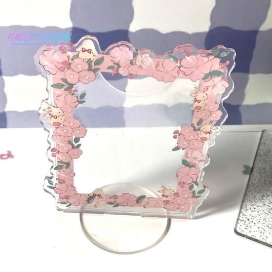 Skiltstativ Ornament - Akryl med uregelmessig bølgekant, Omgivende blomstermønster, 3-tommers album fotokortstativ, Husholdningsbruk