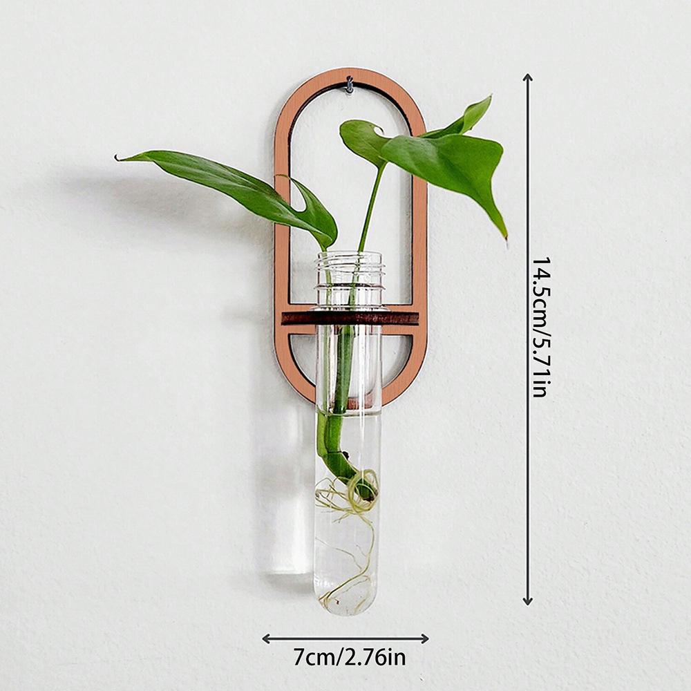

Plant Wall Vase Wooden Stand Hydroponic Plant Container Display Shelf Transparent Plant Hedge Garden Bedroom Home Decoration