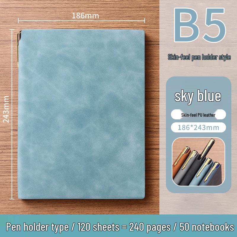 A5 Soft Leather Suede Notebook with Custom Logo - Simple B5 Business Meeting Journal, Large Thick Diary