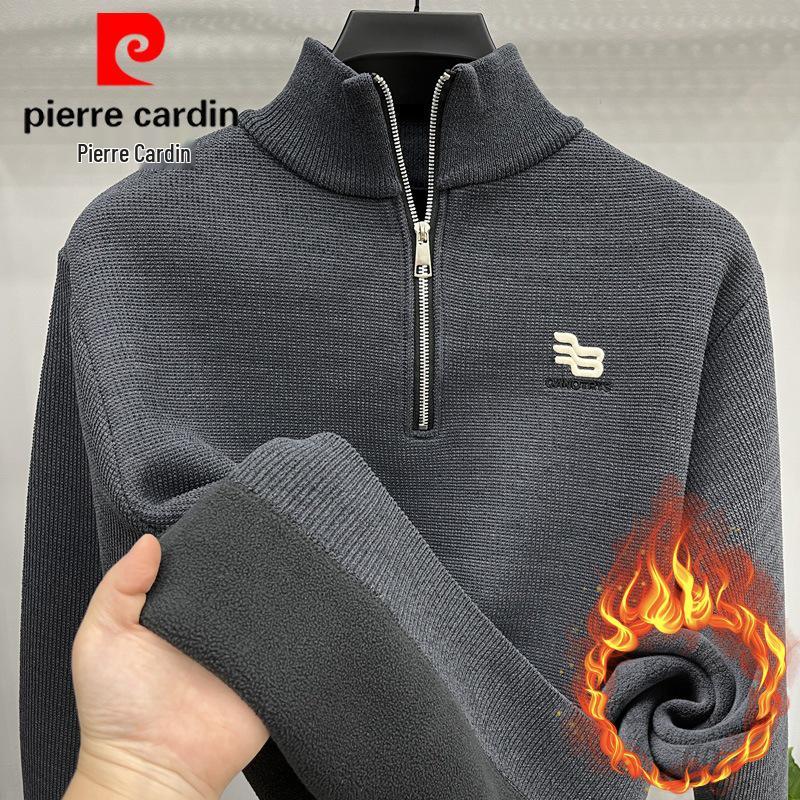 Pierre Cardin Men s Fleece-Lined Stand Collar Hoodie 2XL (120-140 jin) серый