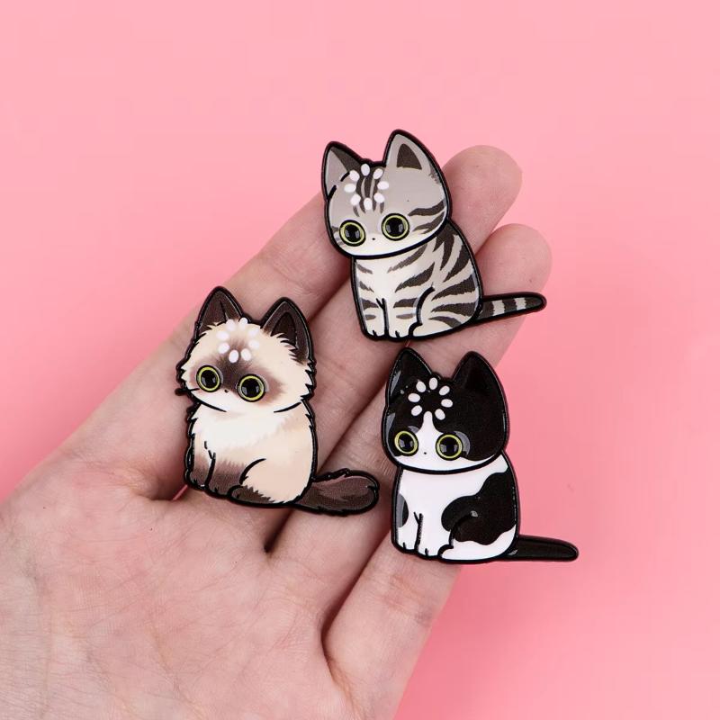 Loading... Cats Enamel Pin Cute Cartoon Animals Brooch Lapel Pins Badge Backpack Clothing Decor Fashion Jewelry Gifts