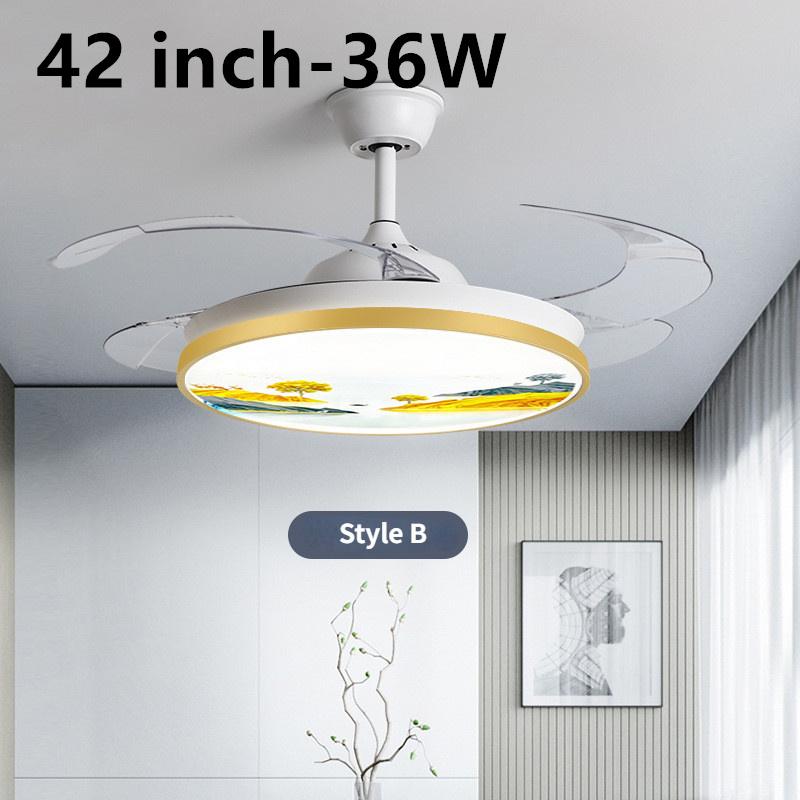 Intelligent Variable Frequency Integrated Ceiling Fan With Light Bedroom Invisible Silent Fan Light Simple Ceiling Fan Lamps With Remote Control