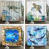 Creative Shower Curtains Printed Ocean Turtle Waterproof Bathroom Curtain Home Decor Polyester Bath Shower Curtain With Hooks