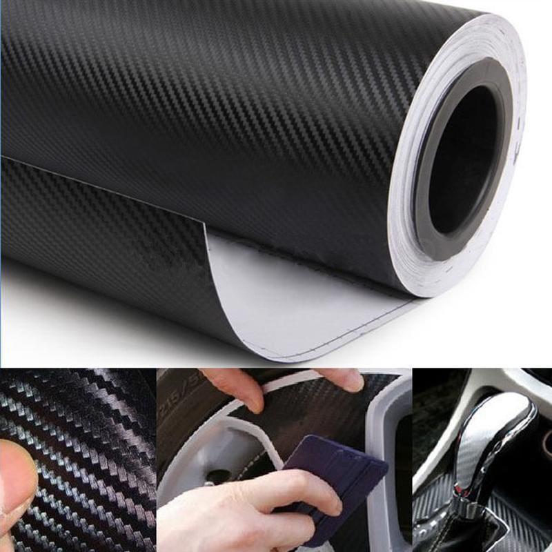 200X30Cm Diy Fibre De Carbone Vinyle Wrap Rouleau Film Autocollant Voiture Vignette Feuille