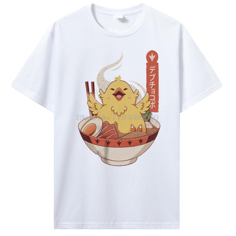 Lustiges Fettes Chocobo Ramen Final Fantasy T-Shirt Übergroß Baumwolle Kurzarm Benutzerdefiniertes T-Shirt Herren Hip Hop T-Shirt Tees Streetwear