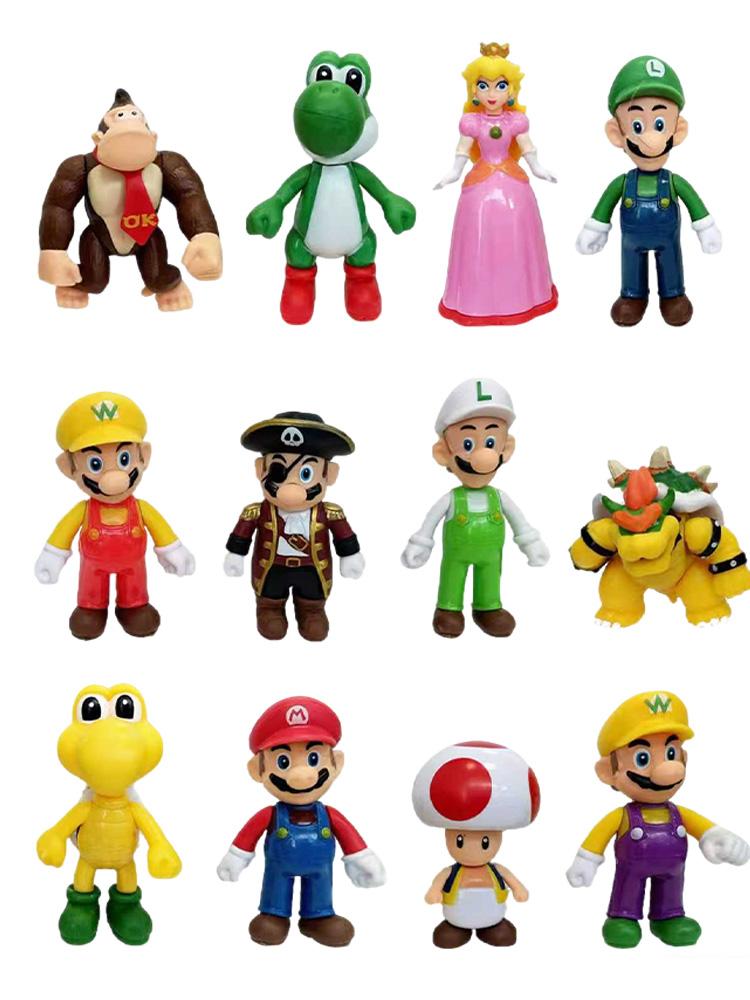 

Super Mario Luigi Figures Toy Collection Yoshi Koopa Troopa Boo Toad Princess Peach Model Dolls Ornament Collection Gifts Minor Flaws