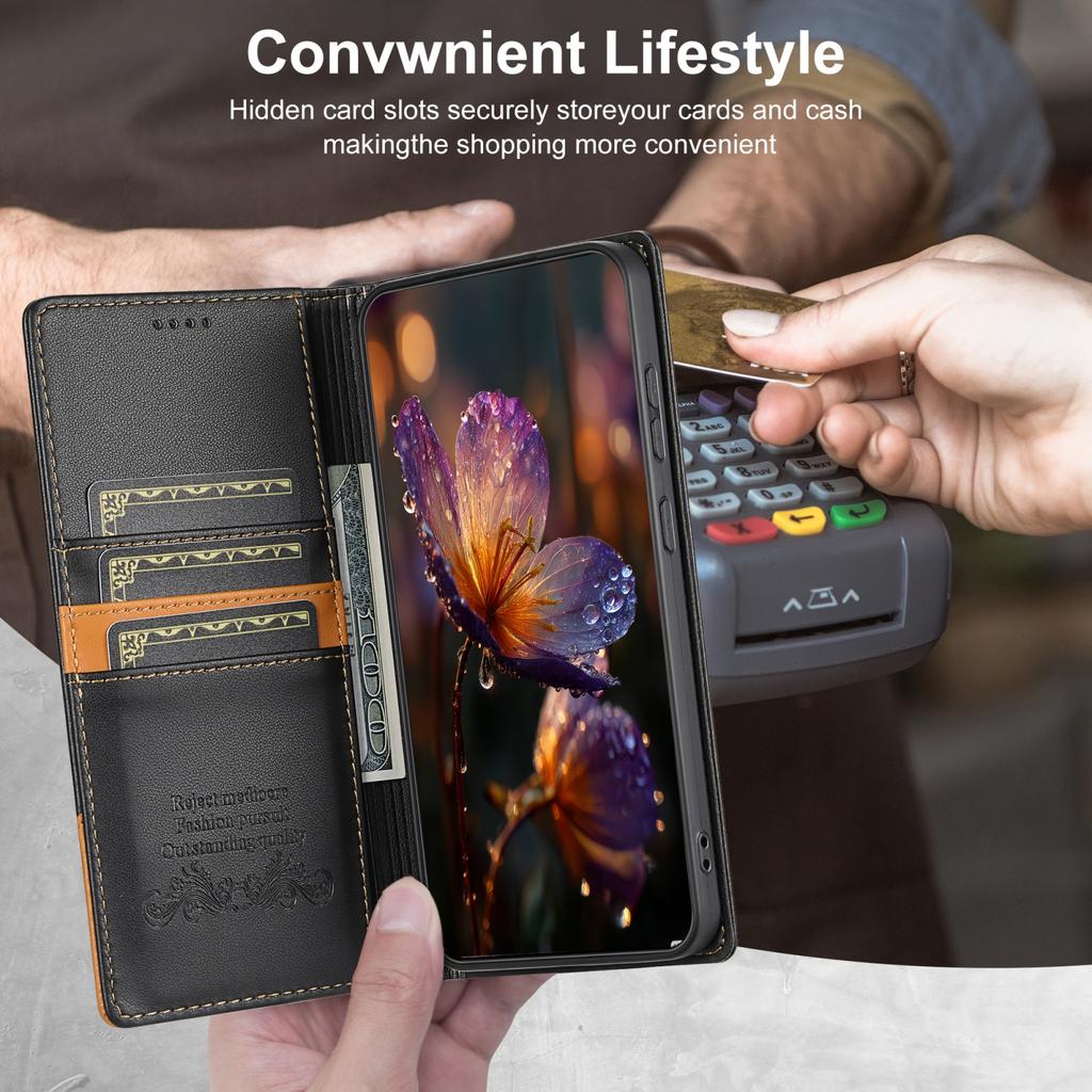 N.BEKUS P3 For Xiaomi 14T Case RFID Blocking Wallet Stand PU Leather Flip Phone Cover