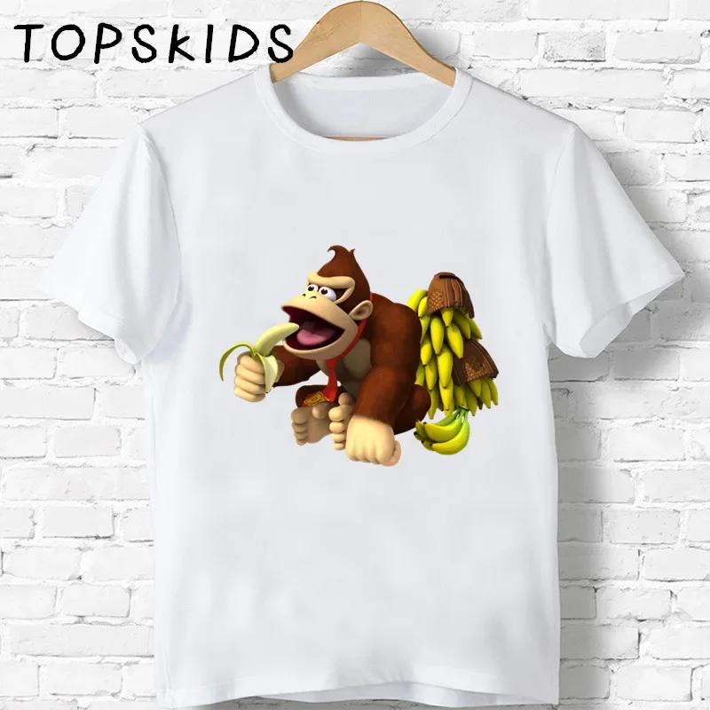 Hot Sale Children Donkey Kong Country Print Cartoon Tshirts Boys Girls Funny Monkey Baby Tops Kids Summer Short Sleeve T shirt