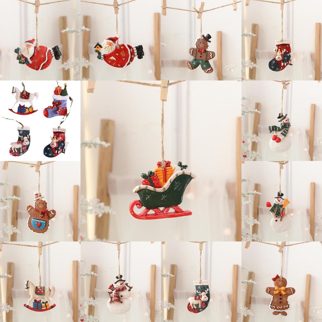 Christmas Holiday Tree Ornaments With Resin Santas Snowmen And Classic Festive Figures