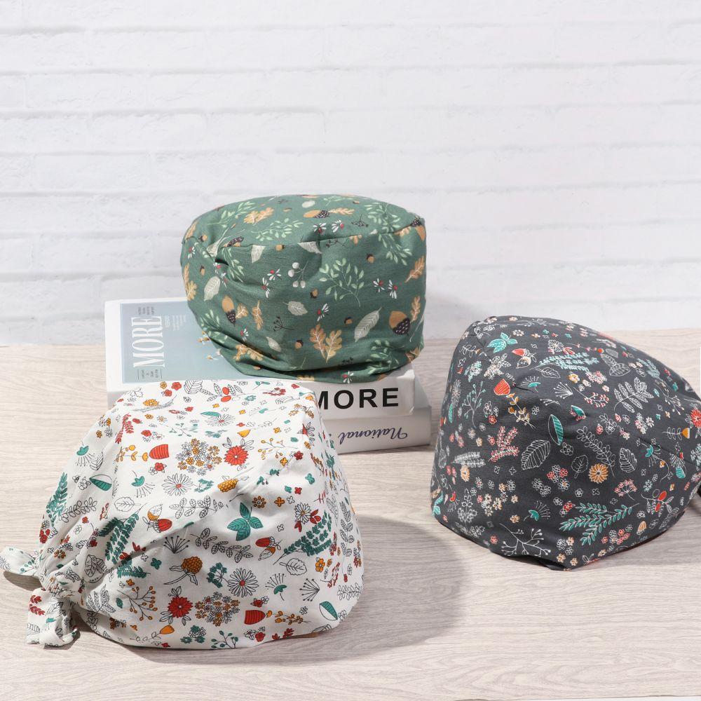 HeadCover Round Men Women Pure Colour Cotton Hats Bouffant Hat Surgical Scrub Cap