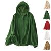 Chaqueta Ligera con Capucha para Mujer Protección Solar Manga Larga Cierre de Botones Corte Holgado Casual para Exteriores con Puños Elásticos