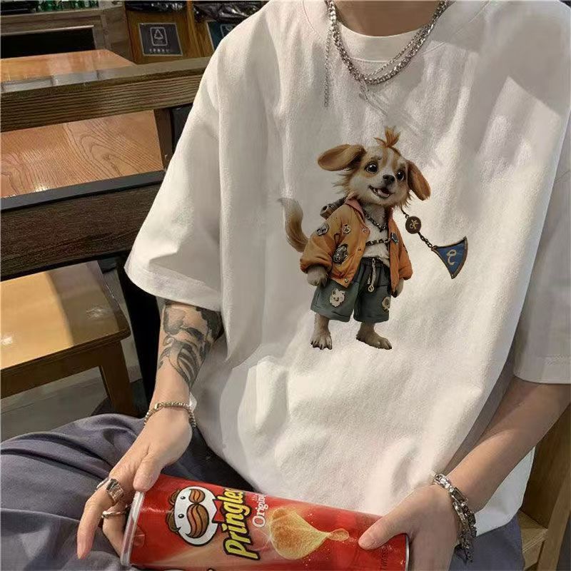 Summer new boys handsome short-sleeved t-shirt pure cotton loose round neck casual t-shirt top