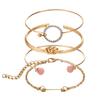 4 Pezzi/Set Donne Nodo Freccia Strass Intarsiato Ciondolo Cerchio Bracciale Rigido Gioielli