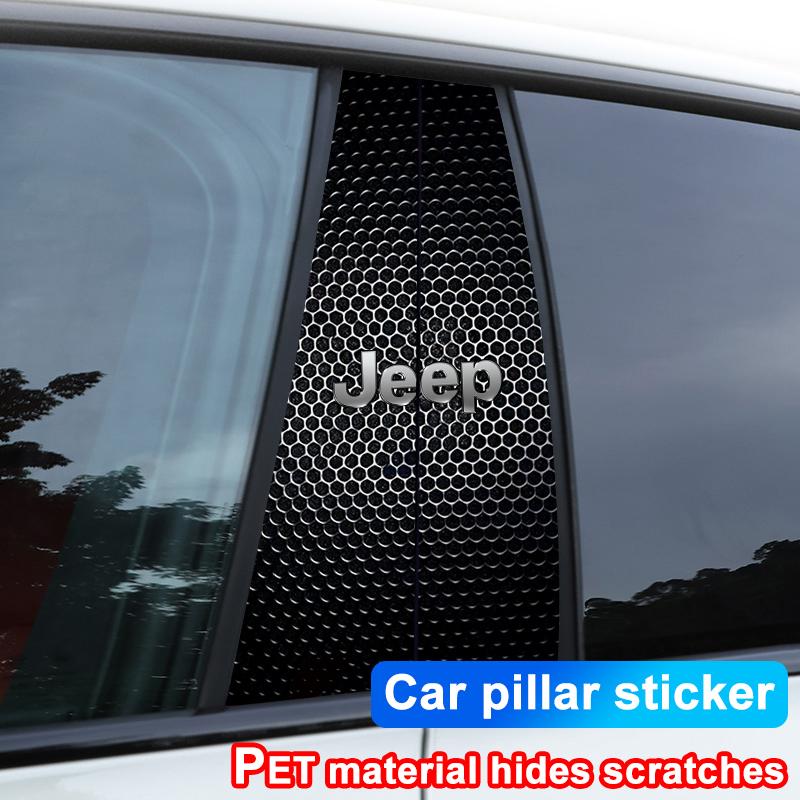 Car BC Pillar Protective Film Auto Center Pillar Logo Sticker For Jeep Wrangler JL Cherokee Compass Renegade JK Gladiator Grand