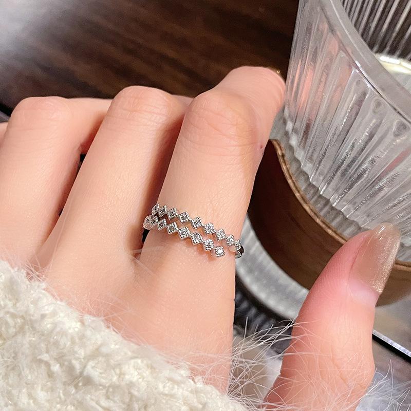 New Product Stacking Suit Women'S Fashion Star Double-Layer Zir*****Pen Ring Simple Fashion Adjustable Ring