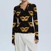 Women's Fashion Casual Print V-Neck Long Sleeve Button-Down Top