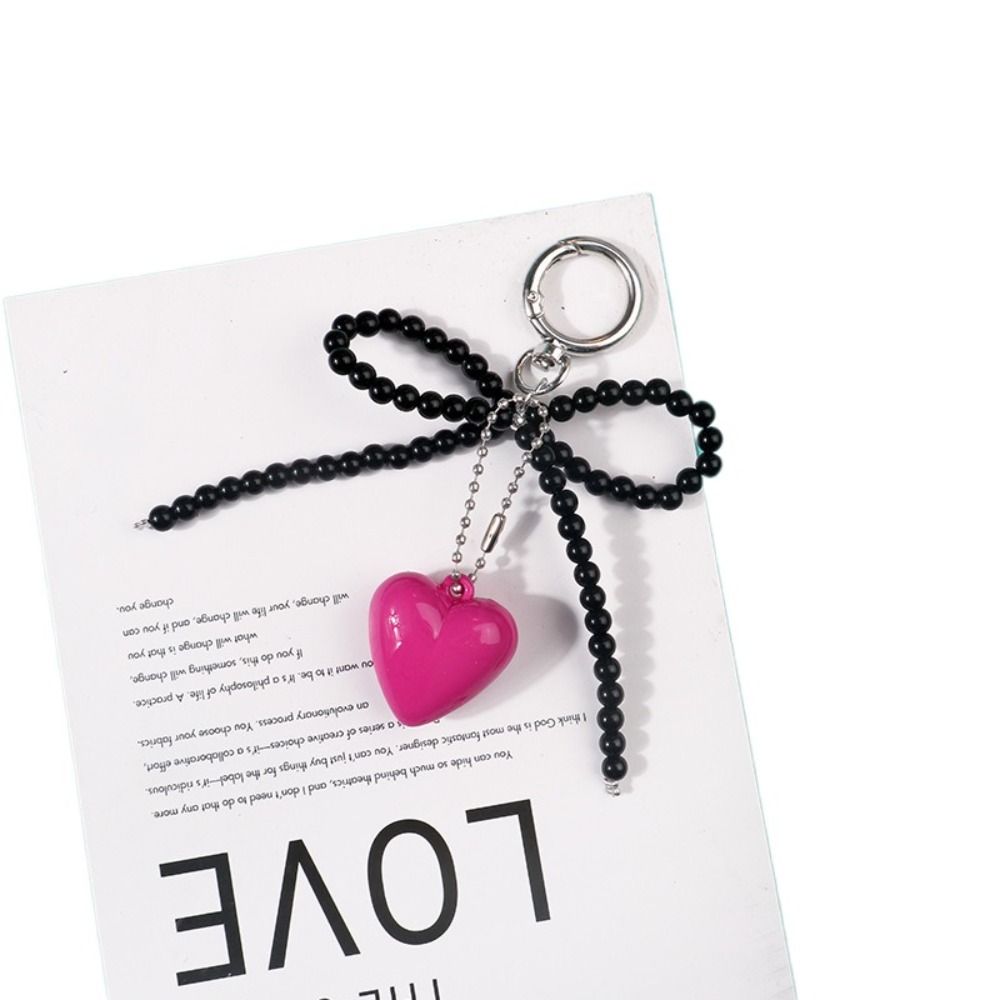 Colorful Bowknot Beaded Keychain Resin Lovely Bag Pendant Minimal Design Cute Car Keyring  Unisex