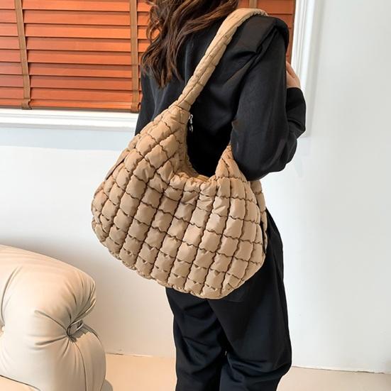 Vrouwen Schoudertas Grote Capaciteit Ritssluiting Effen Kleur Gewatteerde Puffer Gewatteerde Tote Bag Pendelen Winkelen Reizen Crossbody Tas Puff Sling Bag