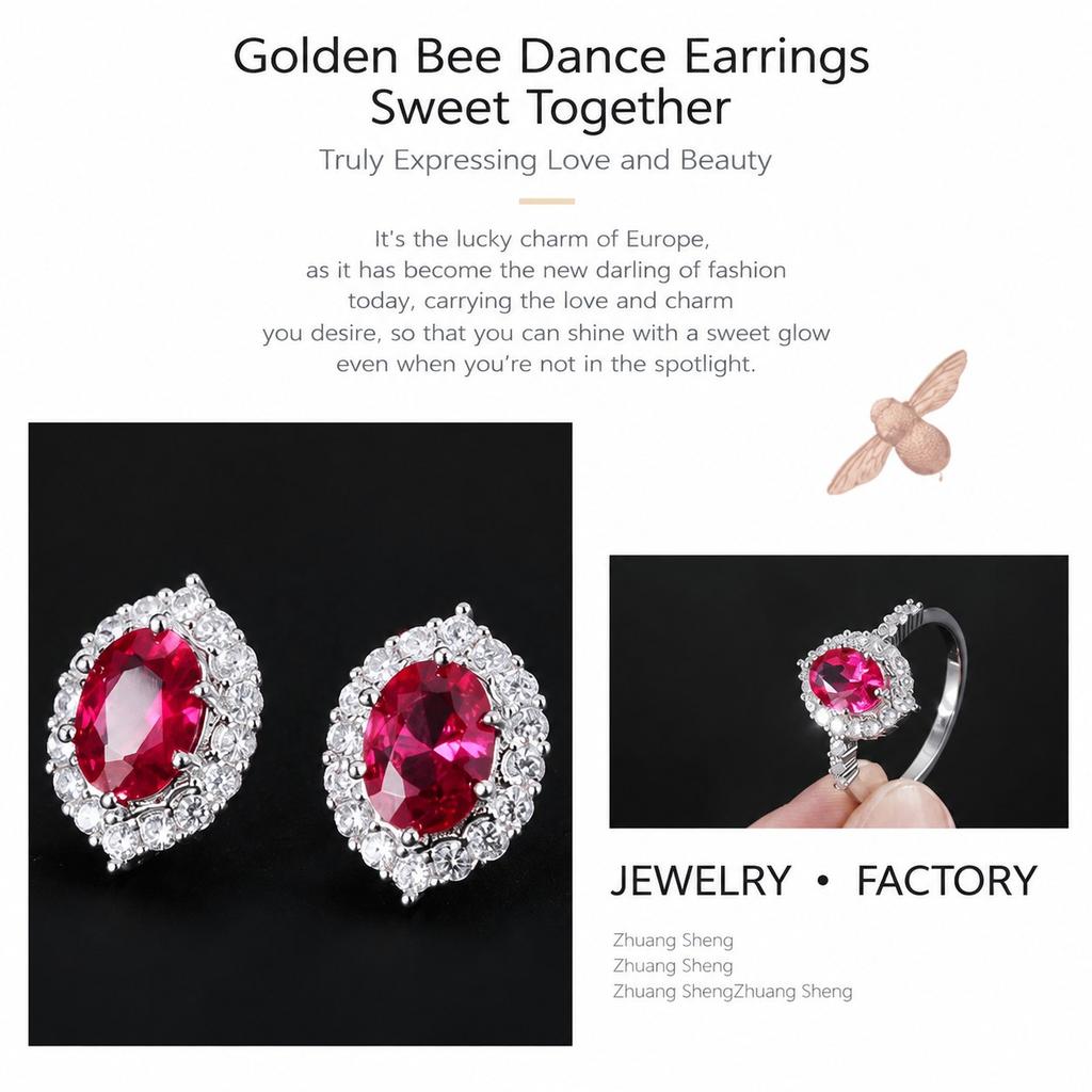 WNFU Women's Jewelry Set, Red Corundum, Copper