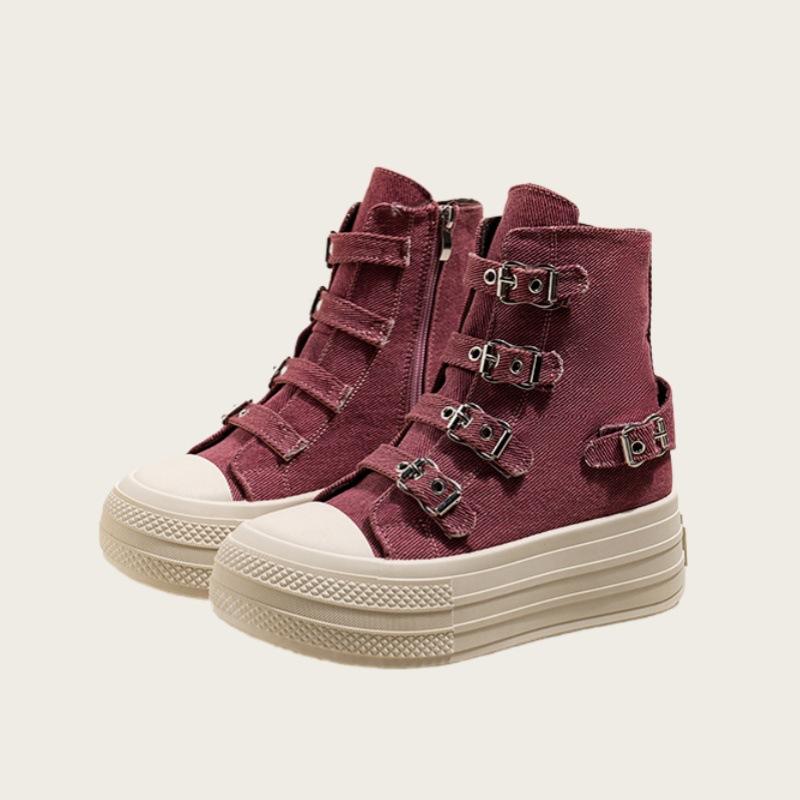 

Внунее увеличение высоты на 6,5 см~ Маленькие универсальные парусиновые кеды с высоким верхом для женской весны и осени дышащие туфли на платформе Gaobang Увеличение высоты 40 бордовый