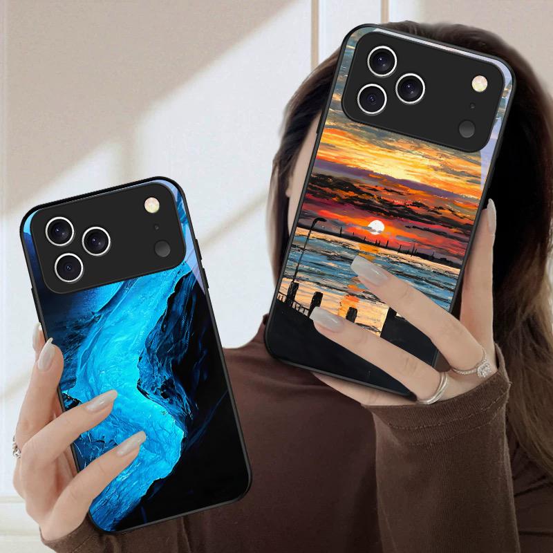 Sea storm small sailboat For iPhone 17 Pro Max 16 E 15 Plus 14 Pro 13 12mini 11 Air XS Max 5 6 7 8Plus SE Black Glass Phone Case
