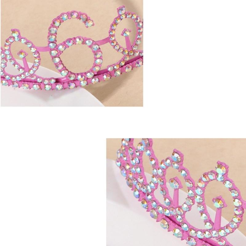 Birthday Princesses Tiaras Set With Rhinestones Crowns Sash Hair Accessory For Girls Party Celebration