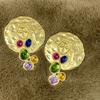 Classic Middle Women Girls Enamel Flower Earrings Ear Clip Vintage Elegant Lady High-end Party Banquet Accessories Jewelry