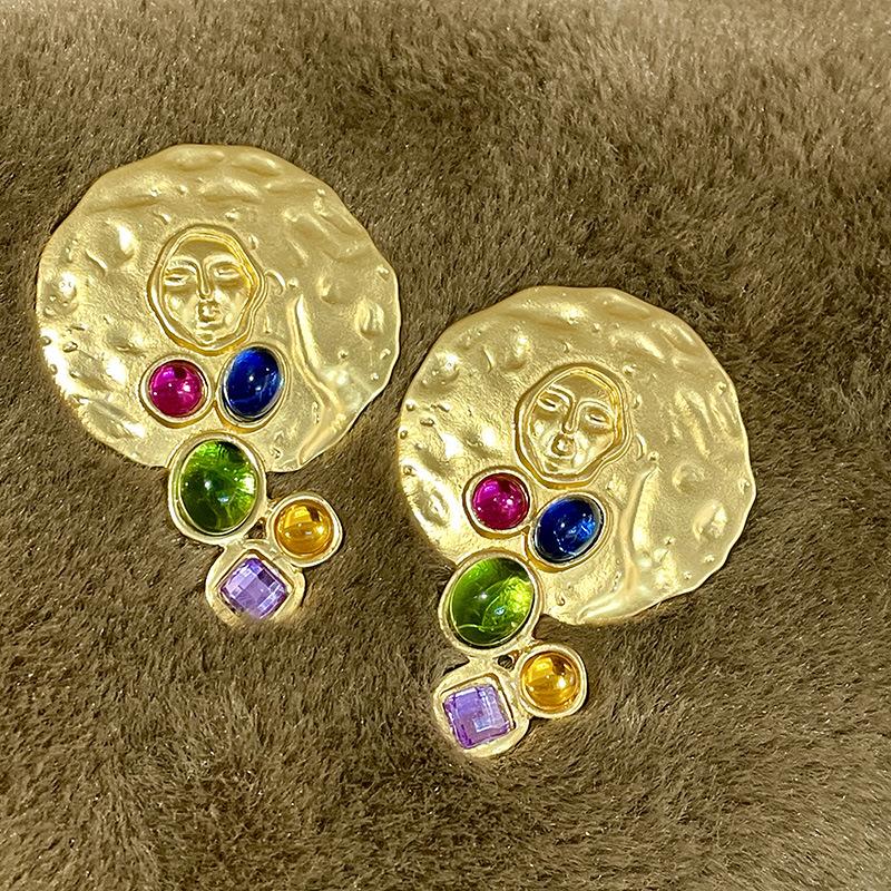 Classic Middle Women Girls Enamel Flower Earrings Ear Clip Vintage Elegant Lady High-end Party Banquet Accessories Jewelry