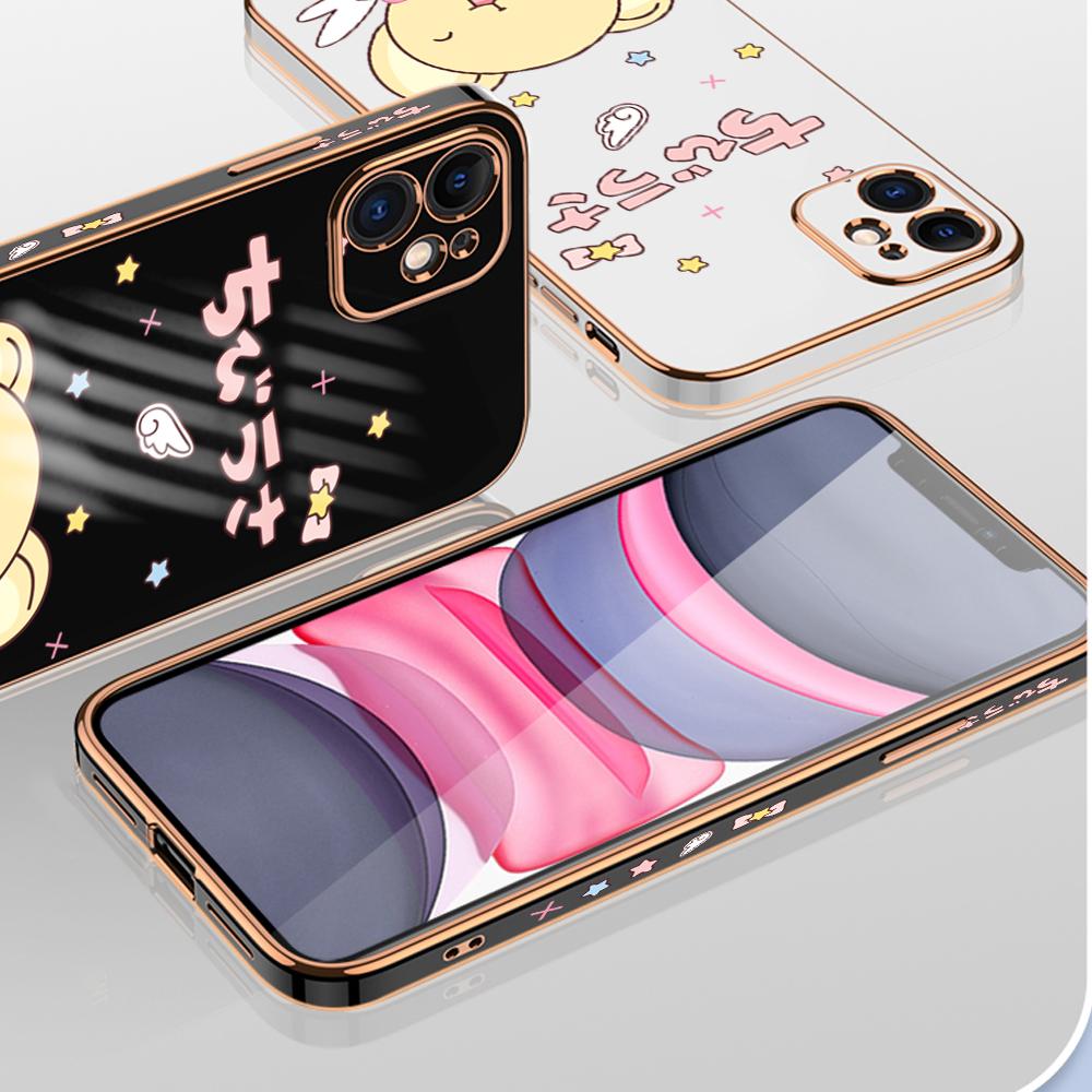 Cute Cartoon 6D Plating Case for VIVO V27 V23E V25 Y21 Y21S Y02 OPPO A31 A15 Realme 10 C11 8 9 HUAWEI P40 Pro P30 Mate Nova Honor Soft Cover